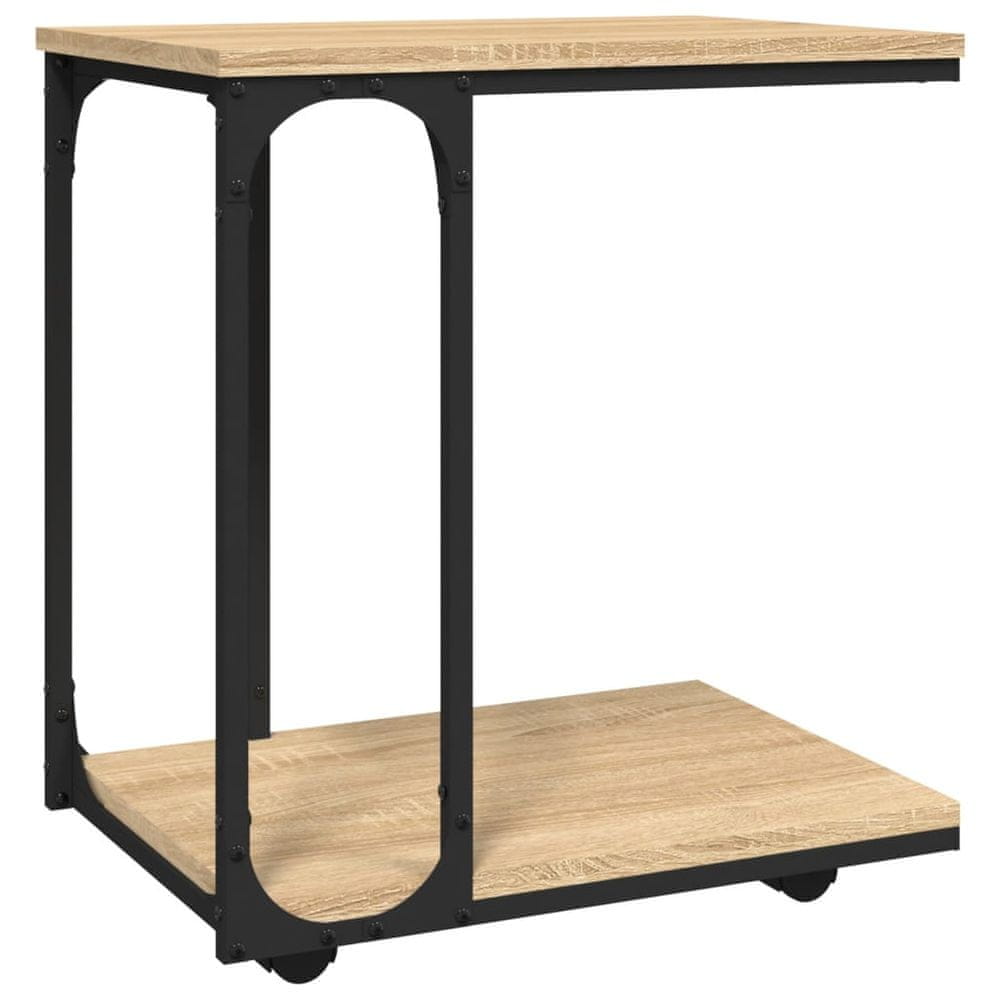 Vidaxl Bočný stolík s kolieskami dub sonoma 50x35x55,5 cm sprac. drevo